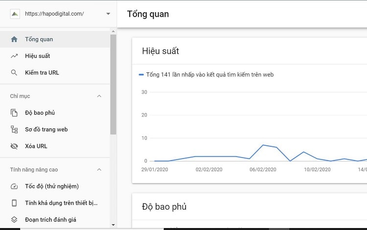 Giao diện Search Console