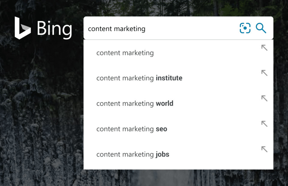 Bing search content marketing suggestions