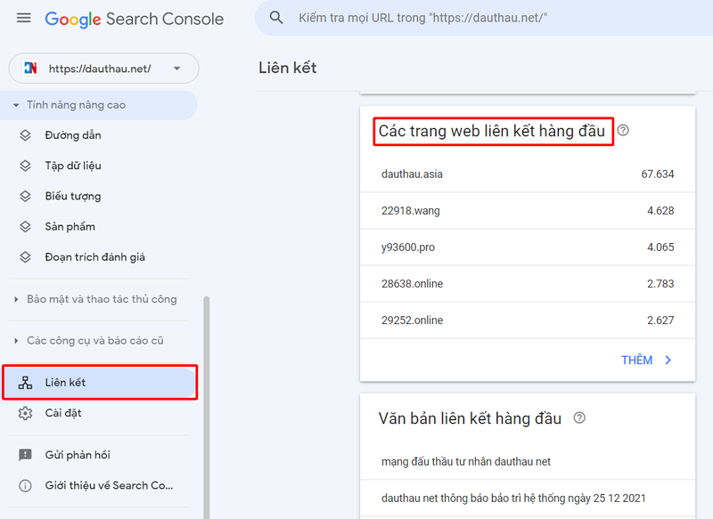 Kiểm tra backlink xấu bằng công cụ Google Search Console