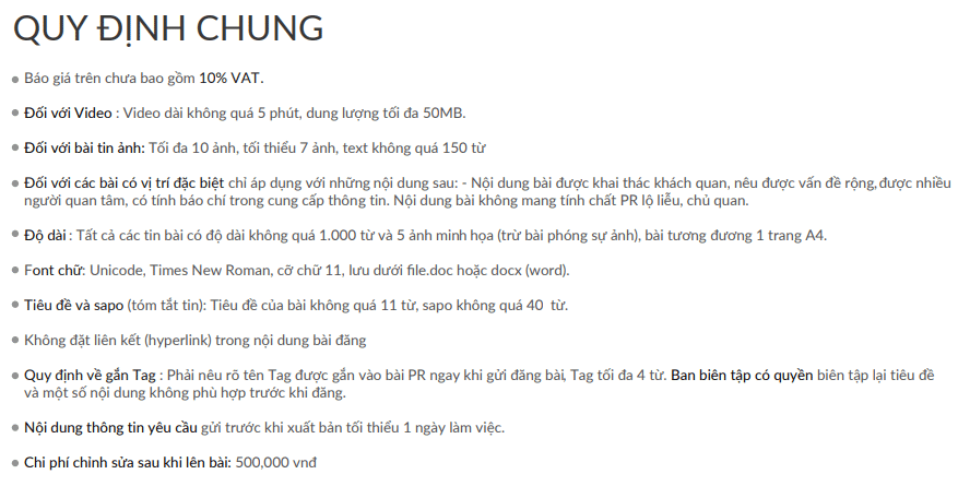 Bảng giá đăng bài Pr trên báo VTV.vn mới nhất 5 Bảng giá bài đăng trên báo VTV.vn