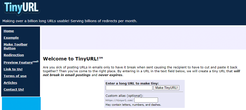 Công cụ rút gọn link TINYURL.COM