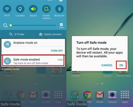 tắt chế độ an toàn cho thiết bị Samsung bằng cách kiểm tra thông báo