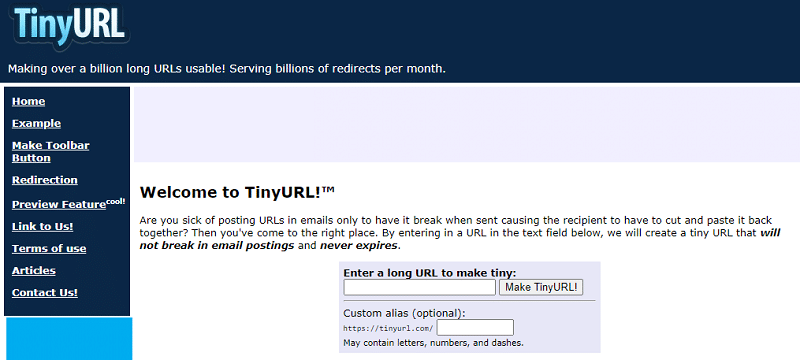 Top 5 công cụ rút ngắn URL phổ biến nhất 4 Công cụ rút gọn link TINYURL.COM