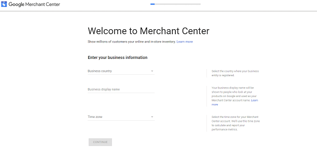Đăng ký vào Merchant Center của Google