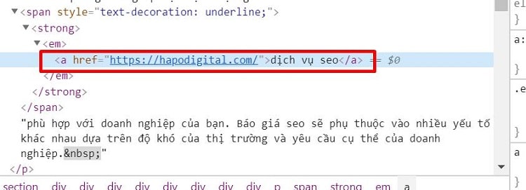 Thẻ Html anchor text