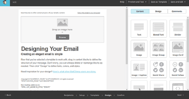 MailChimp có một trình thiết kế email tích hợp