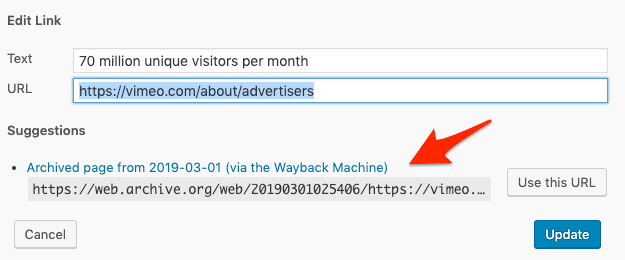 Chỉnh sửa Link Broken link checker