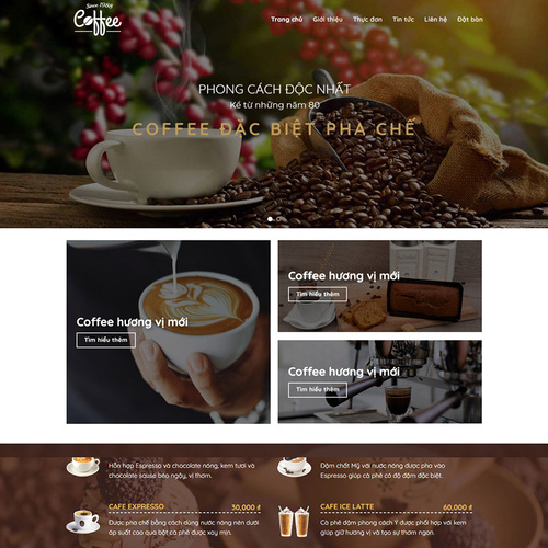 thiết kế web cà phê 2
