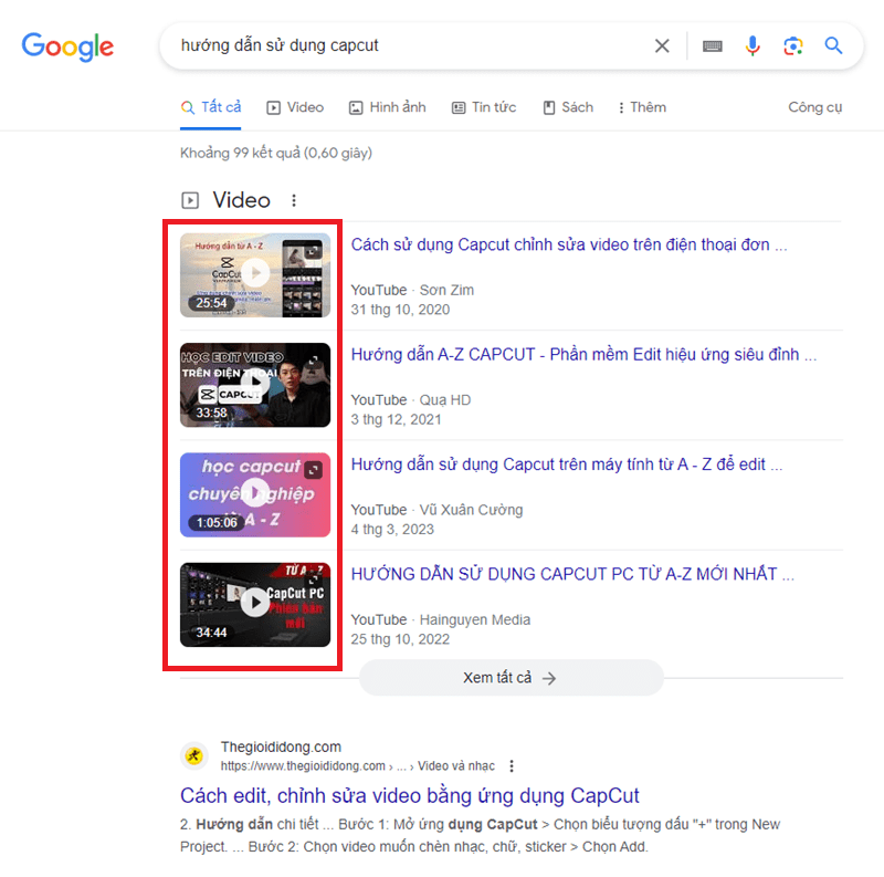 Search Intent tìm kiếm video